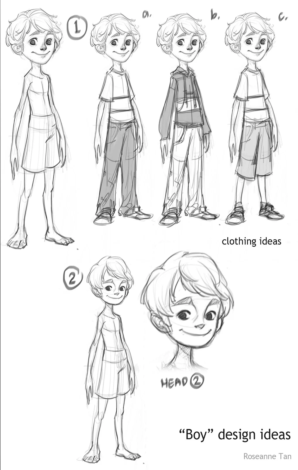  Character concepts for the main character. 