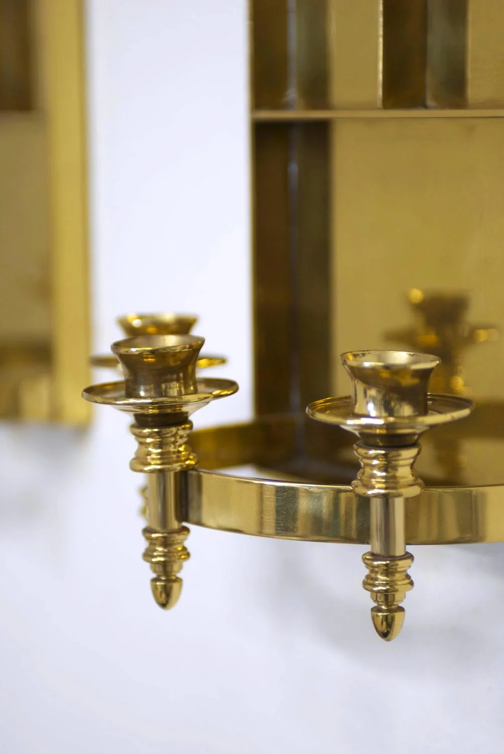 brass wall candle holders on Pair Of Solid Brass Mid Century Candle Wall Sconces Flow Modern