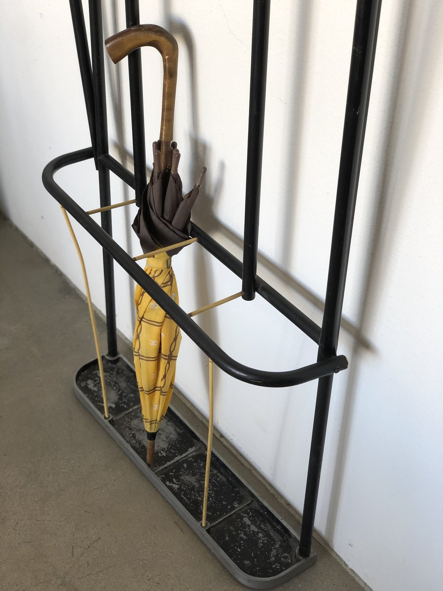 umbrella rack stand on Vintage 1950s Wall Mounted Coat Rack With Mirror And Umbrella Stand Flow Modern