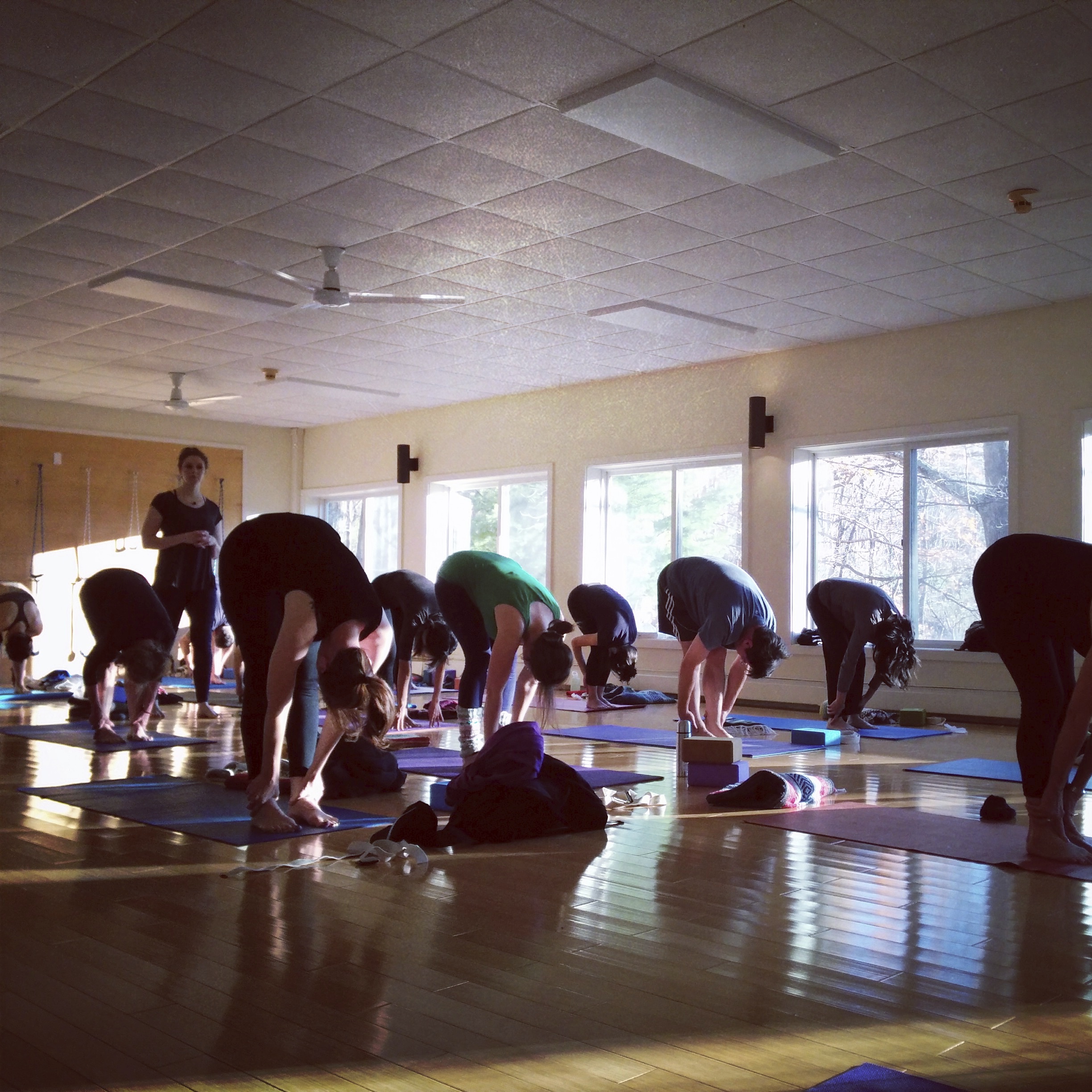 Lily Cushman teaching morning yoga classes