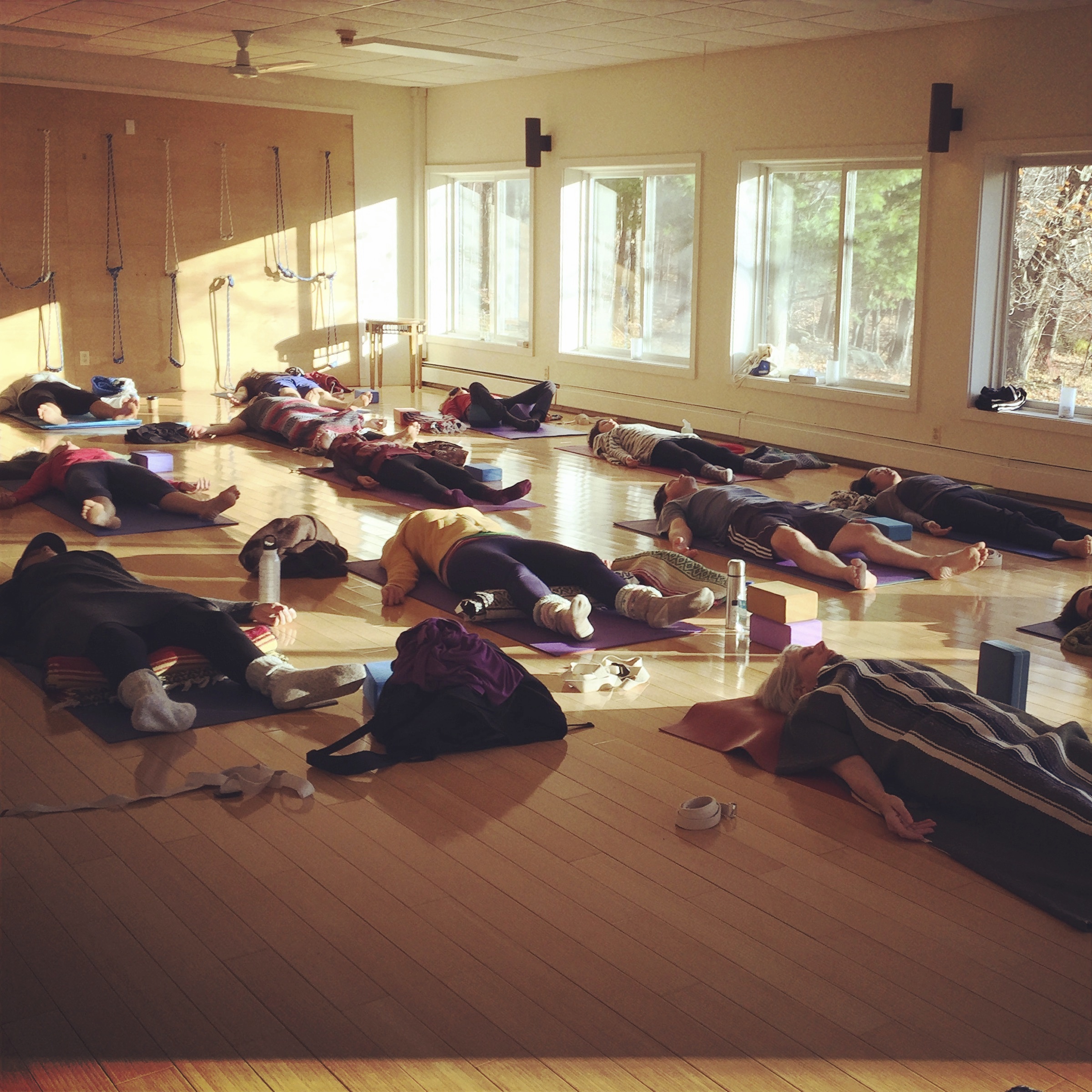 Lily Cushman teaching morning yoga classes