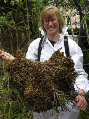 Jennifer catches a swarm before finishing her breakfast, hence the glasses and bad hair