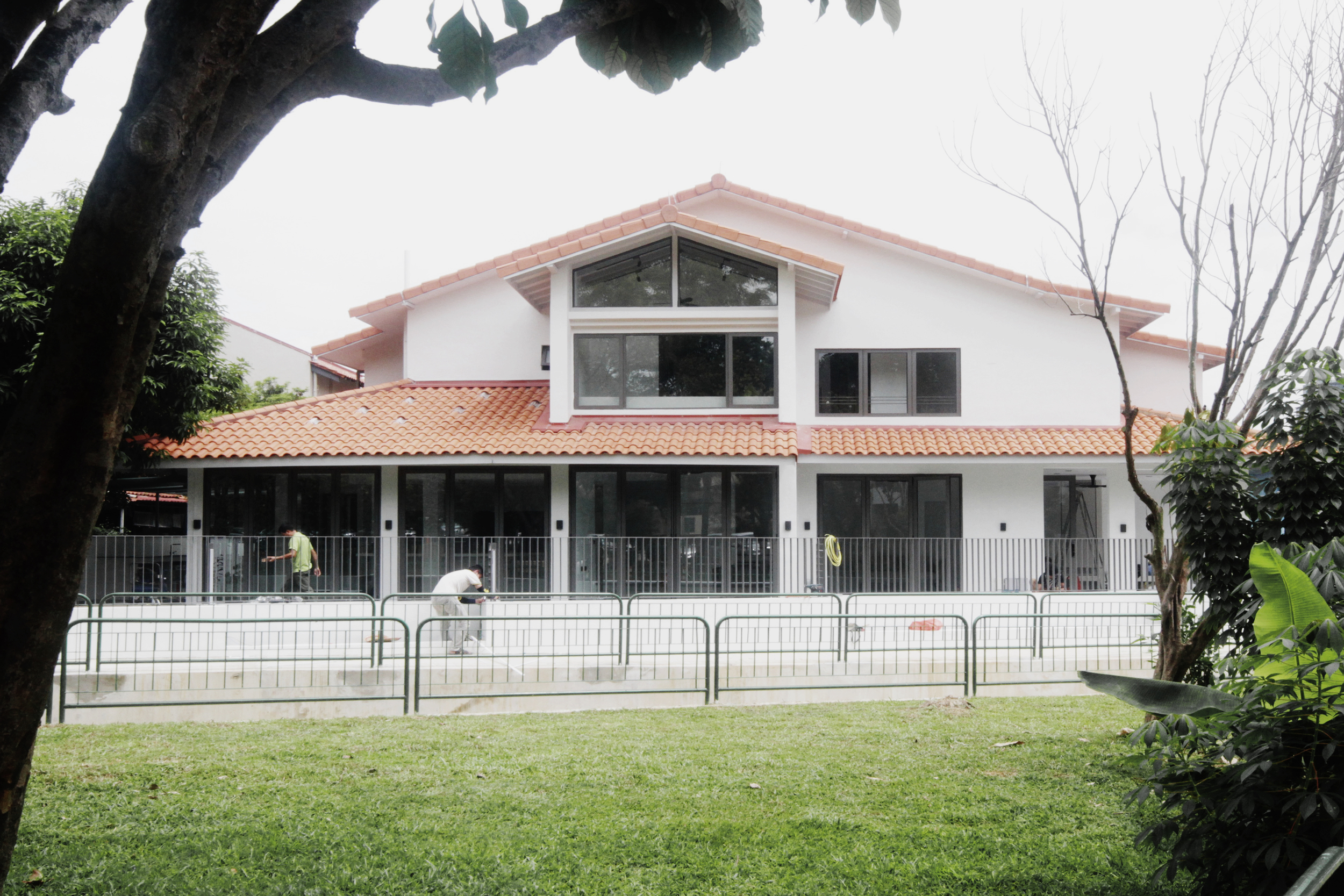 Side elevation from the park.