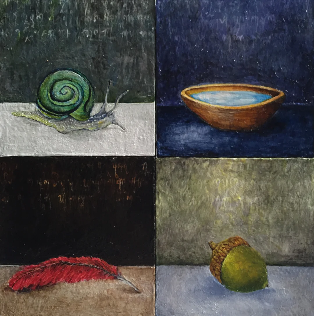 Spell , acrylic on panel, 5" x 5"