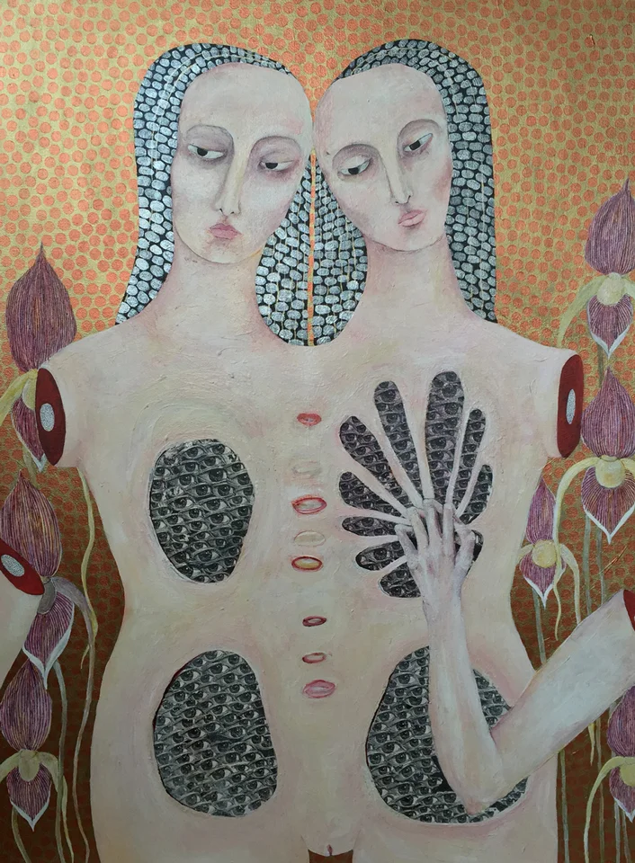 Observer , acrylic & transfers on canvas, 36" x 48", 2008