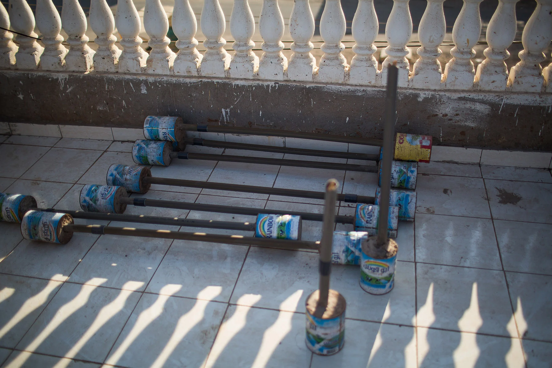 Weights made from cans and cement...genius!