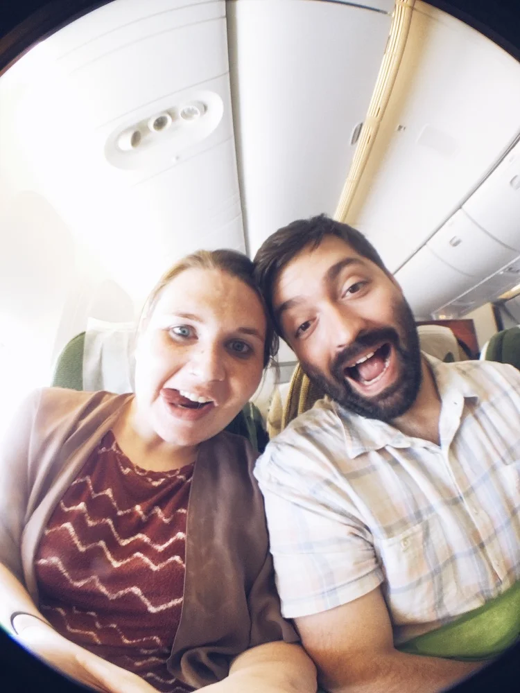 half-way through our flight, the flight that turned out to be 24 hours long!