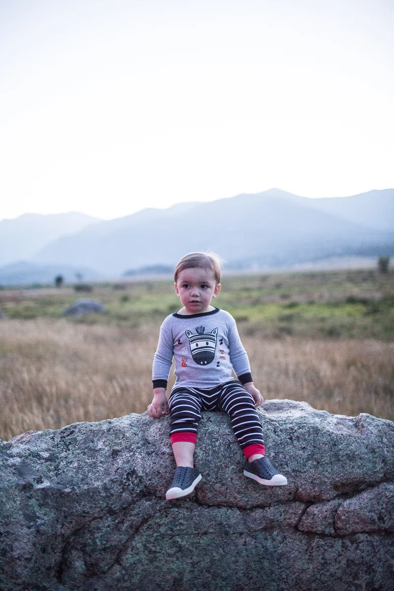 Dressed in our PJs looking for elk!
