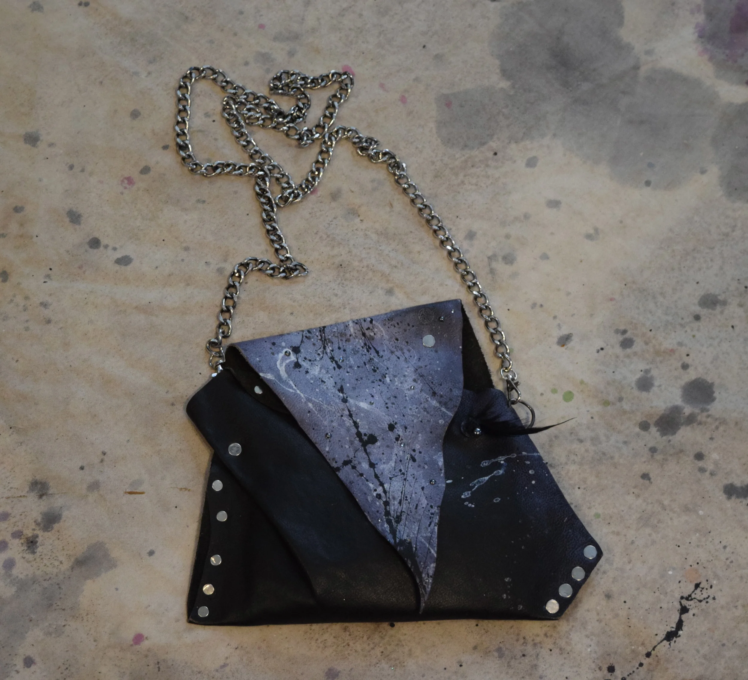  Second Painted Leather Bag  Made from Remnant Leather 