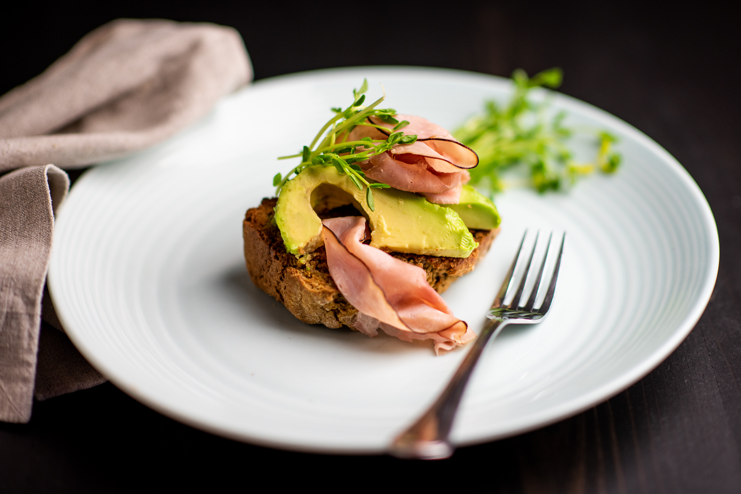 Avacado toast with shaved ham