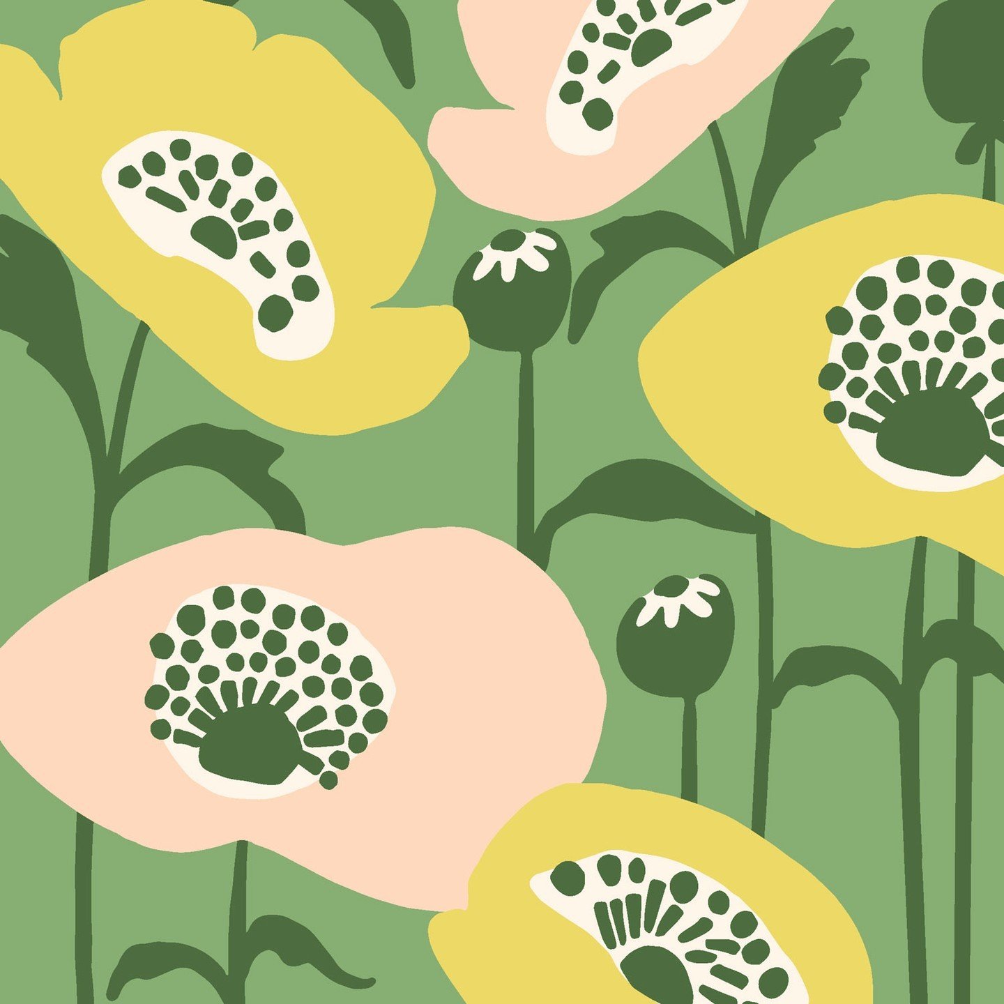 Here is a detail view of my Poppy Pattern. Really enjoying this sage green and pink color combination. It's fresh feeling to me, just like this time of year. Happy Friday and weekend to y'all.⁣
:⁣
#poppyflower⁣
#poppyflowerillustration⁣
#poppypattern