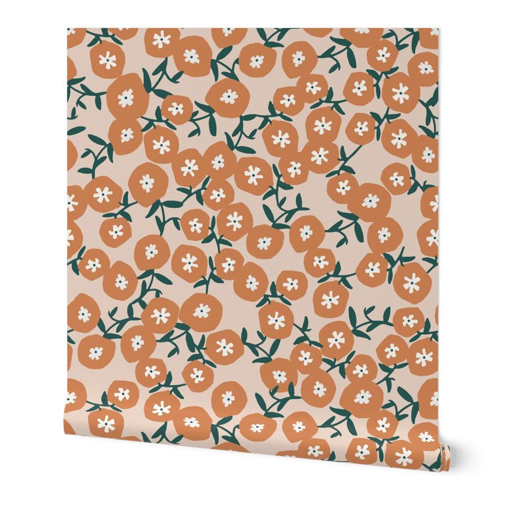 Having fun with color and pattern for the @spoonflower Refined Bohemian Wallpaper Design Challenge! 🎨🌼 This pattern of a field of flowers in warm earth tones is my take on a sophisticated look with a nod towards the unconventional bohemian lifestyl