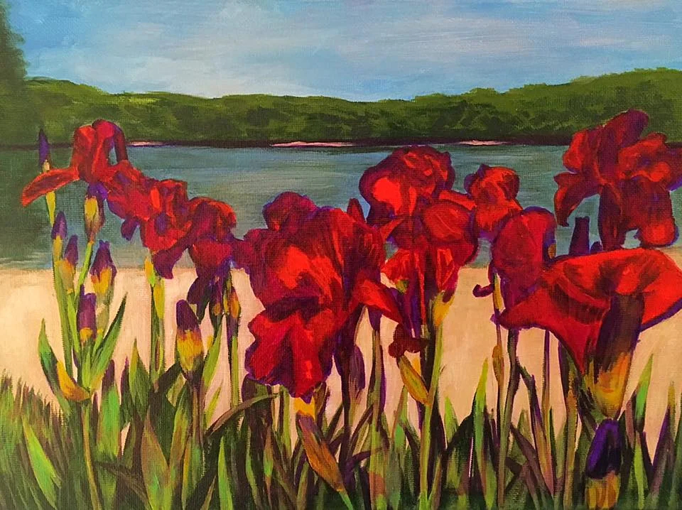 Red Irises at Forest Lake