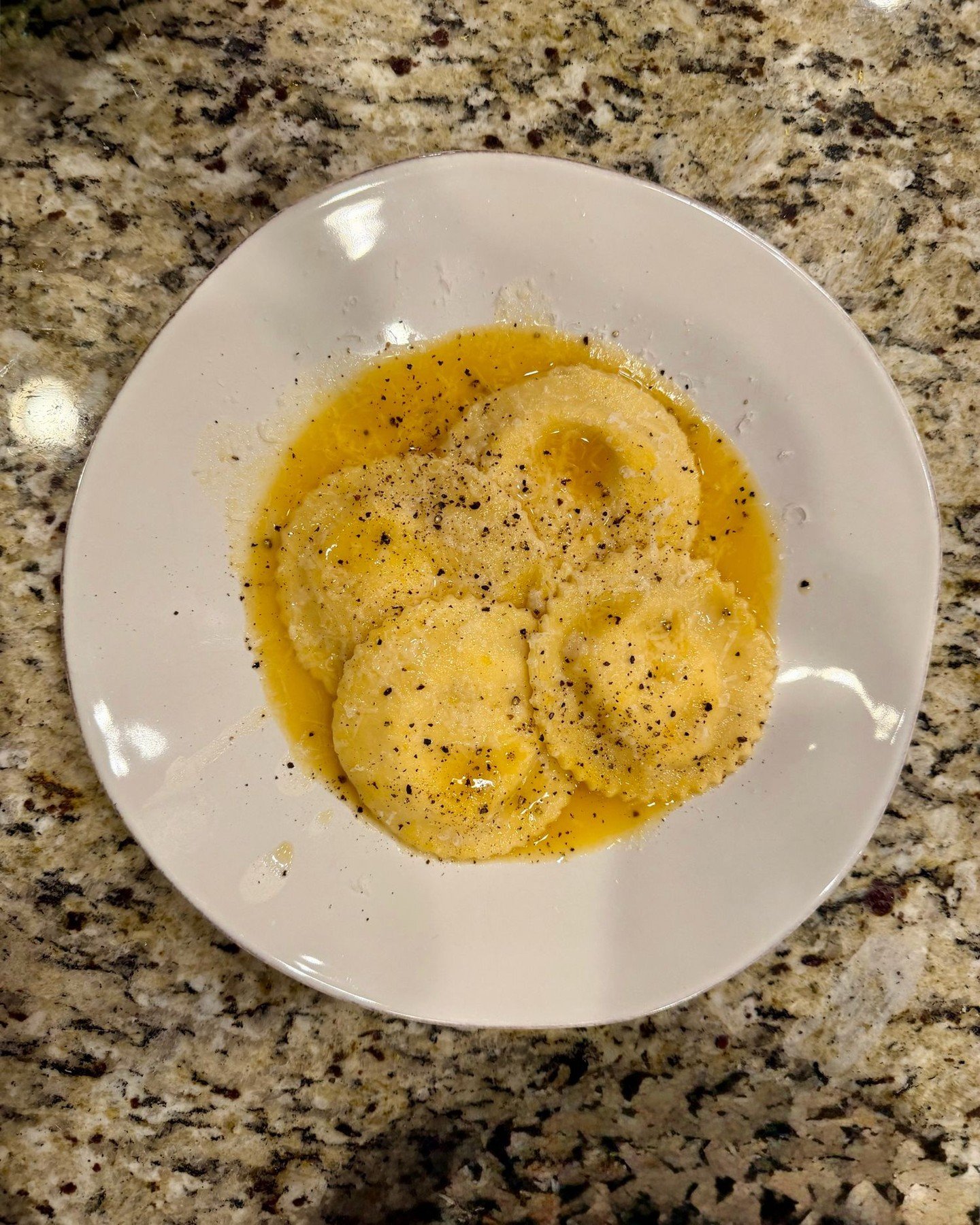 Little golden orbs swimming that last ray of
Sunshine

Goat cheese and winter squash ravioli- basil Parmesan and tomato brodo. Romano on top

#EatLocalDenver
#FarmToTableDenver
#DenverChef
#ColoradoSeasonal
#HandmadePasta