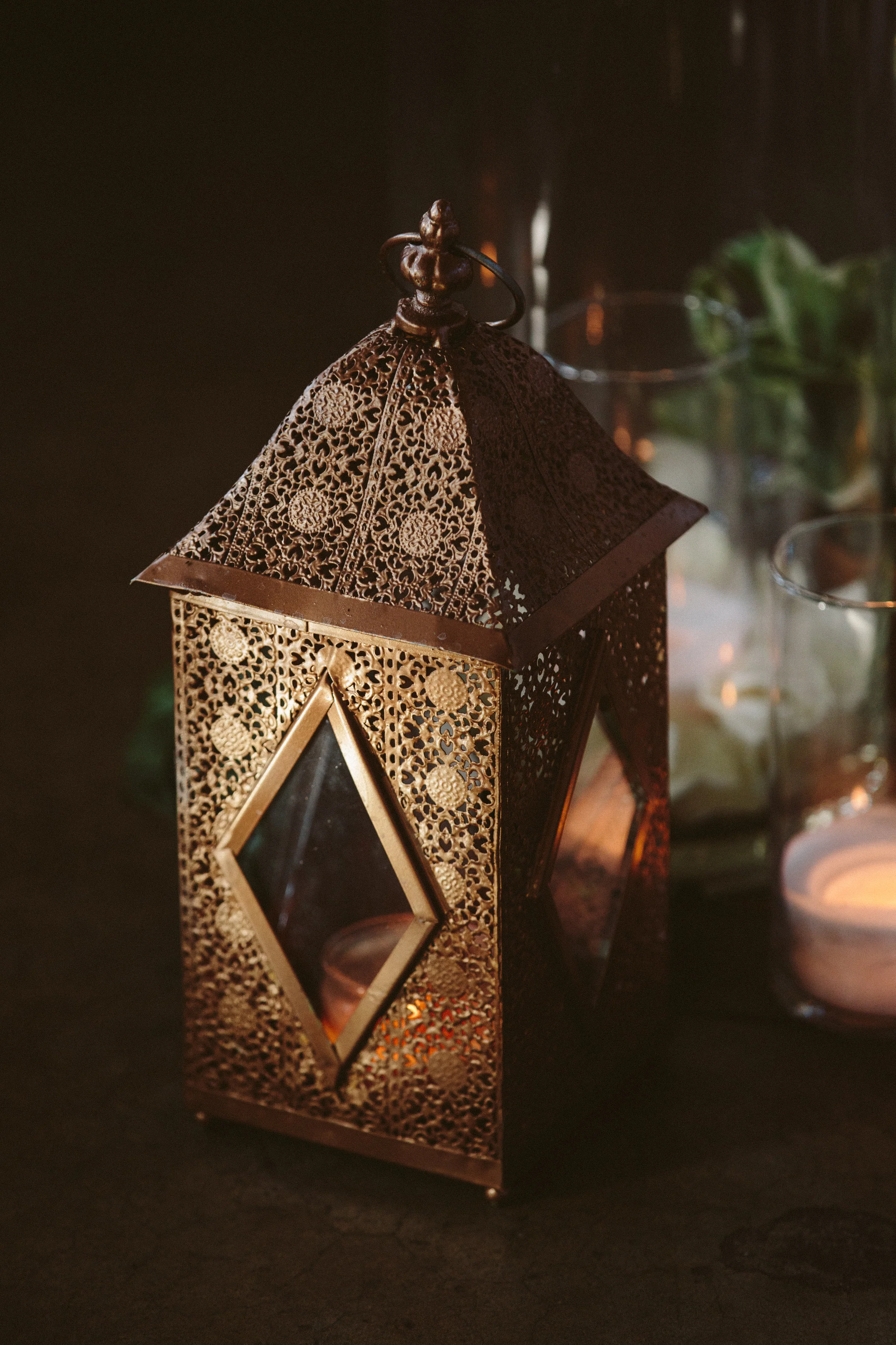 Lanterns and Hurricane Candles surrounded the couple with warmth during the ceremony 