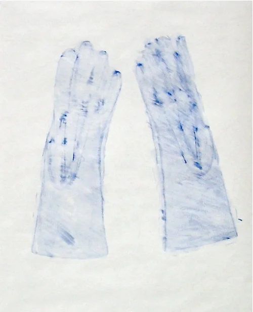 Oma's Medium Length Blue Gloves