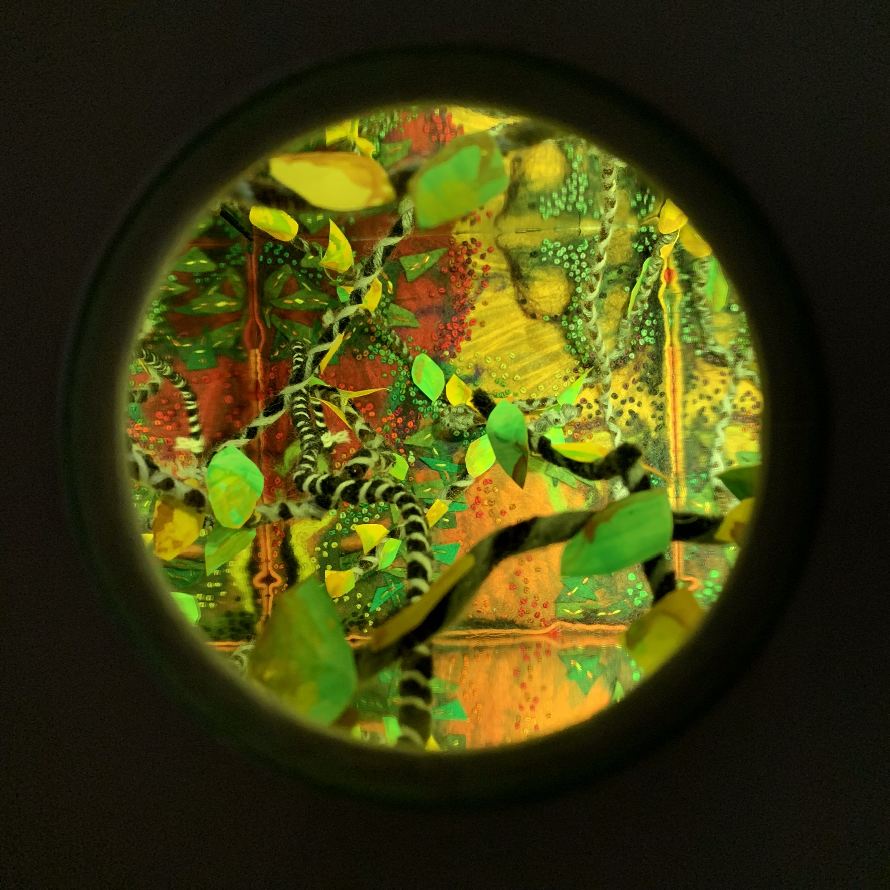 Autumn Pedestal Terrarium Ad Infinitum (through viewing portal)
