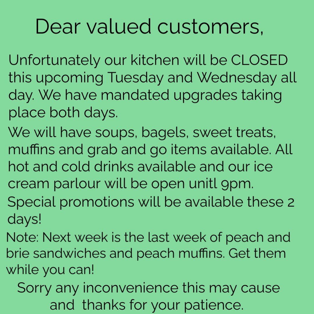 Thanks for your understanding!
Come visit us on Tuesday and Wednesday for our special promotions!