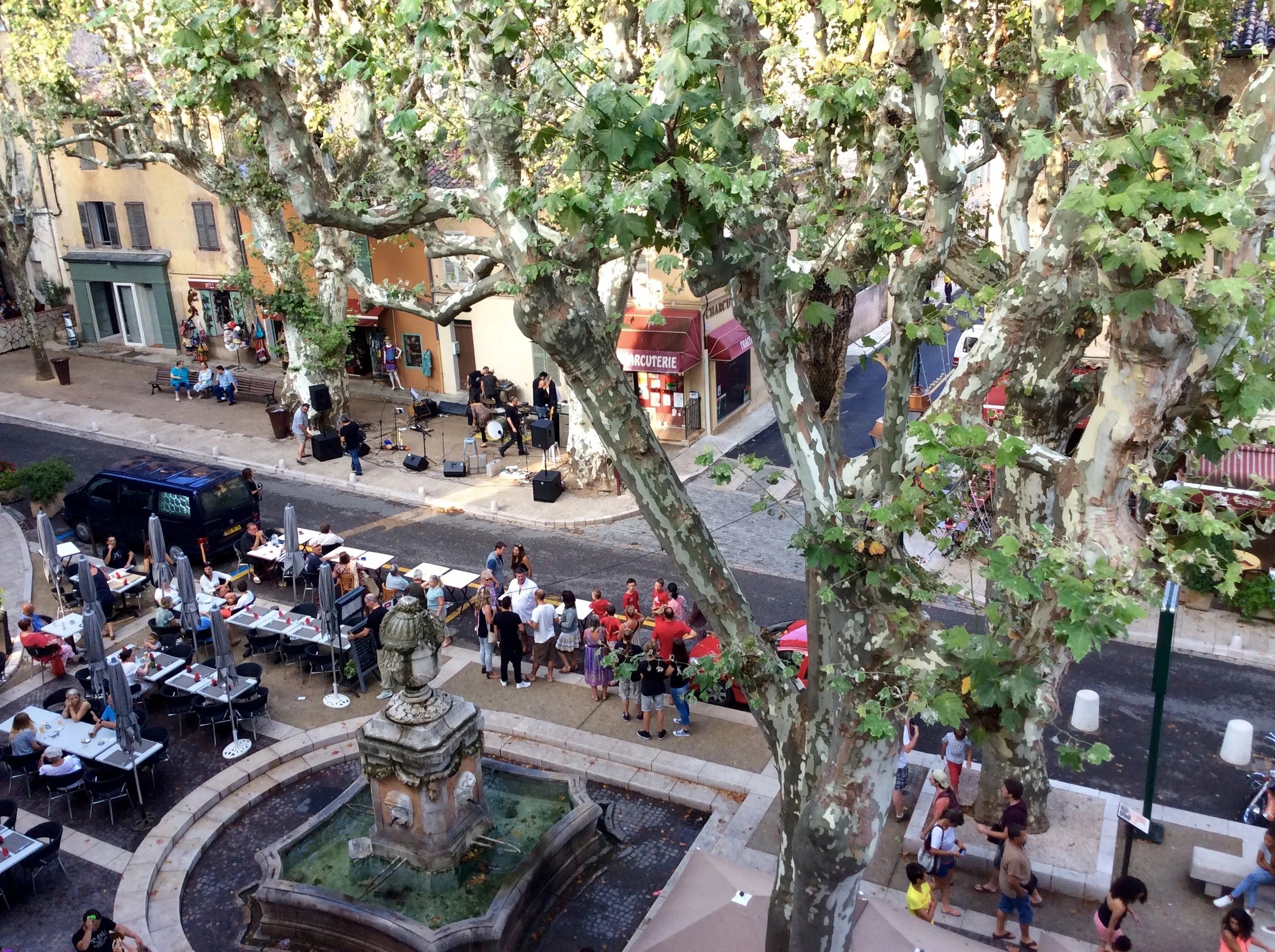 Band playing, view from my window
