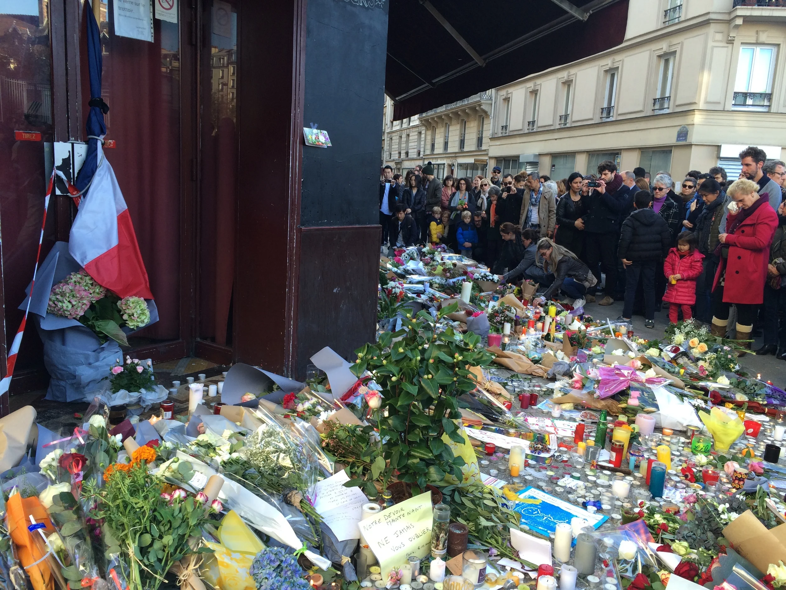 The growing memorial at Le Carillon