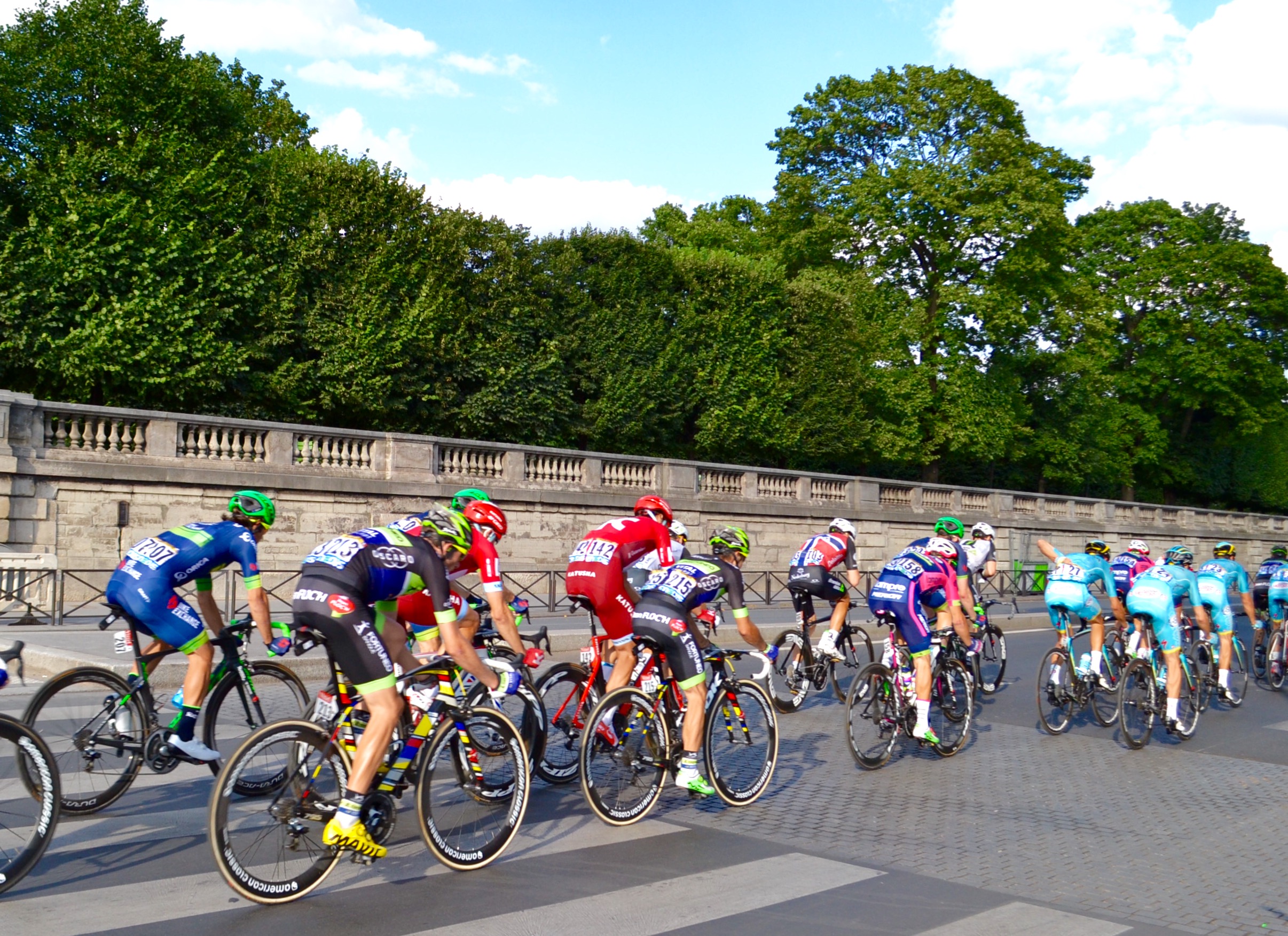 The peleton passes