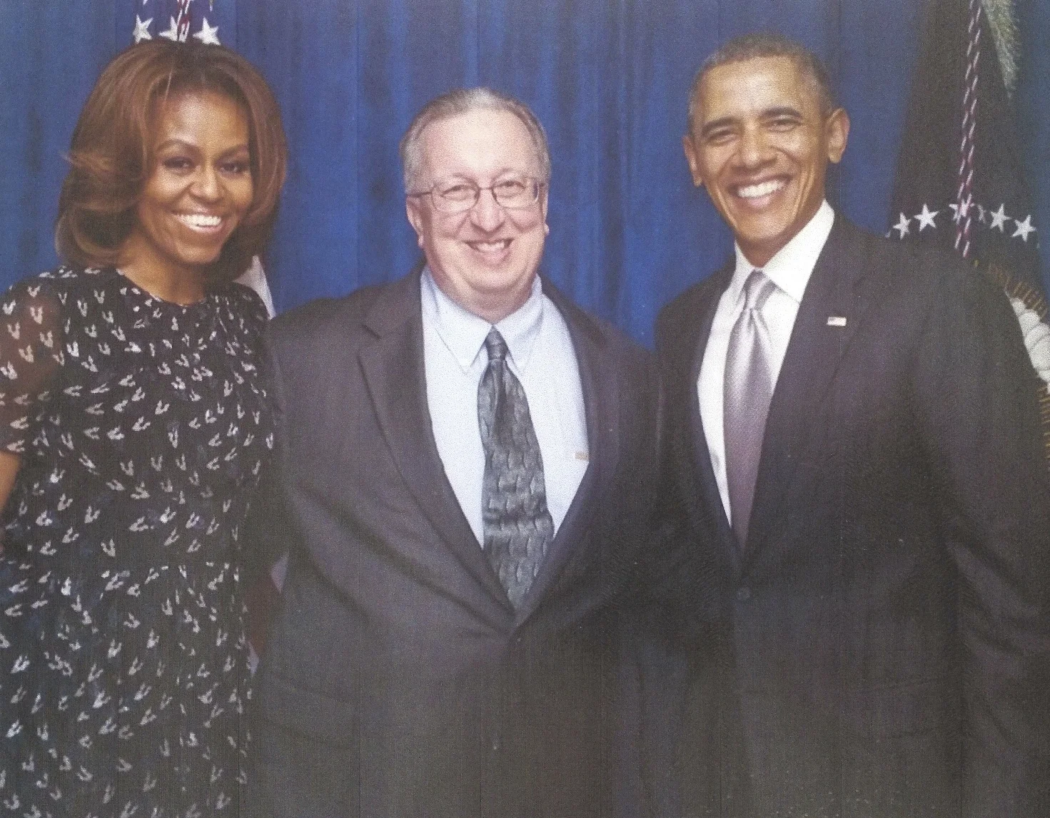 Greg Darneidier, former Young World Development Director in Saint Louis Walk for Development 1971, with President Obama and First Lady Michelle.