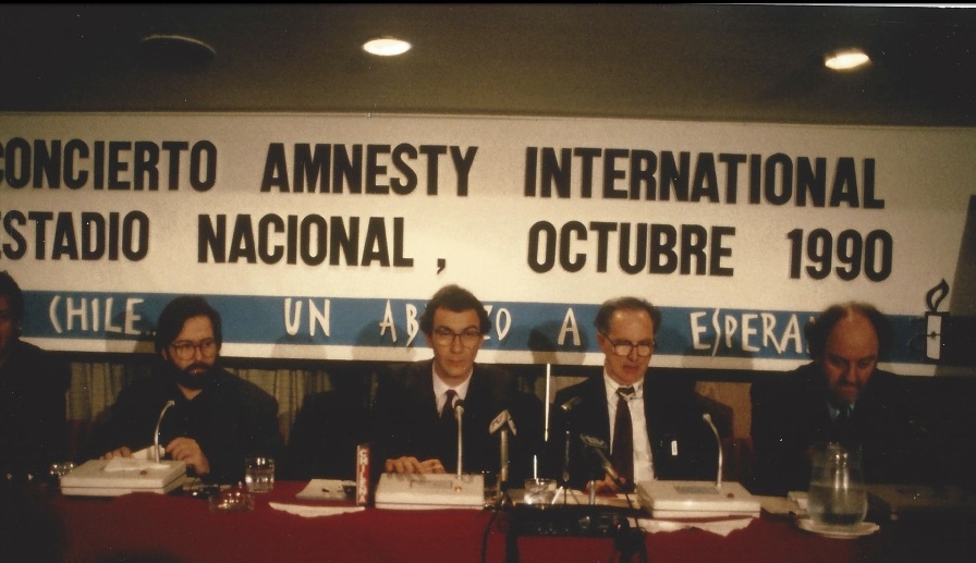 Amnesty International Press Conference - From a Hug to a Hope, October 1990. Twenty hour long live television broadcast through Spain and Latin America. Promoter - Pino Sagliocco. This included the famous song by Sting - We Dance Alone.