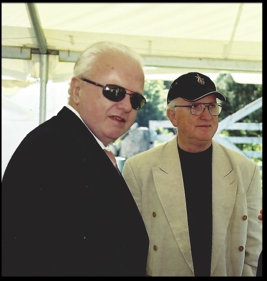 Anthony McIntyre with Jack Healey in Memphis at the former residence of Elvis Presley, 1998.