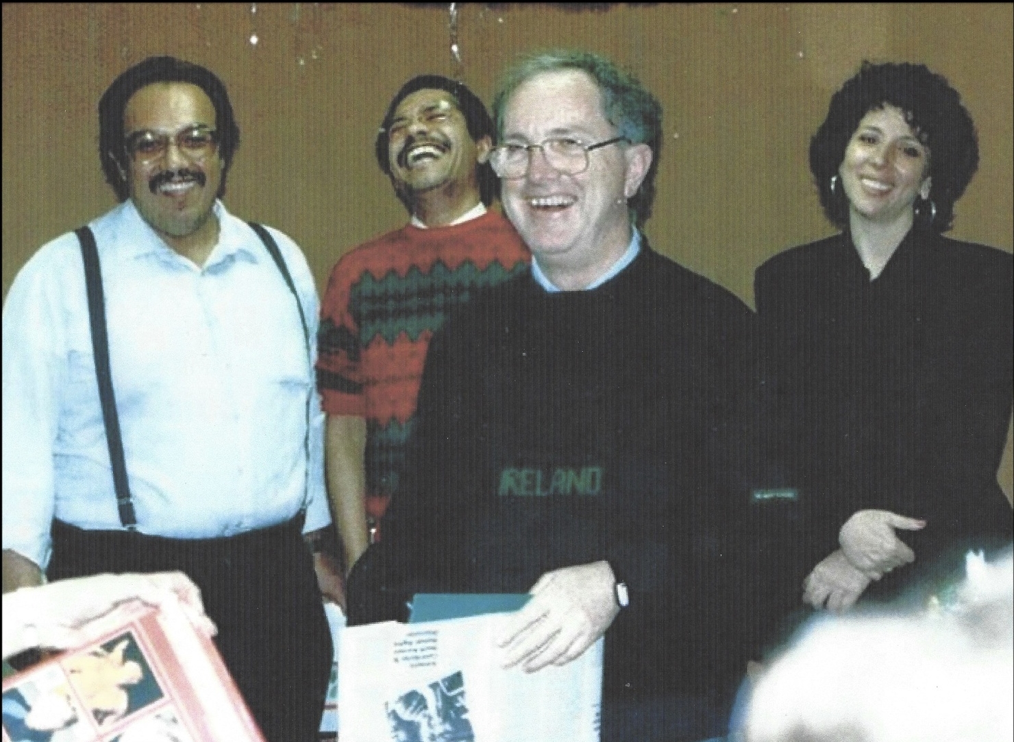 Saint Patrick's Day with staff. From left: Len Rose Avila, Charles Fulood, Jack Healey, and Lee Bloomer.