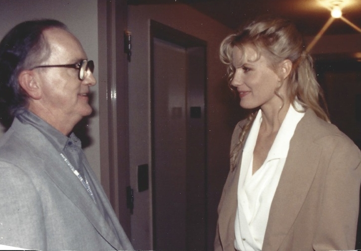Daryl Hannah meets with Jack Healey at his 50th Birthday celebration.