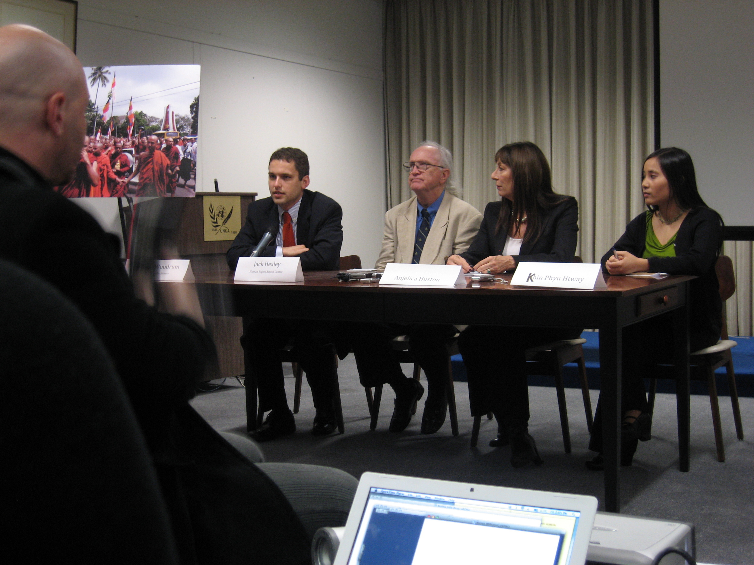  Jeremy Woodrum, Jack Healey, Anjelica Huston and Khin Phyu Htway. 
