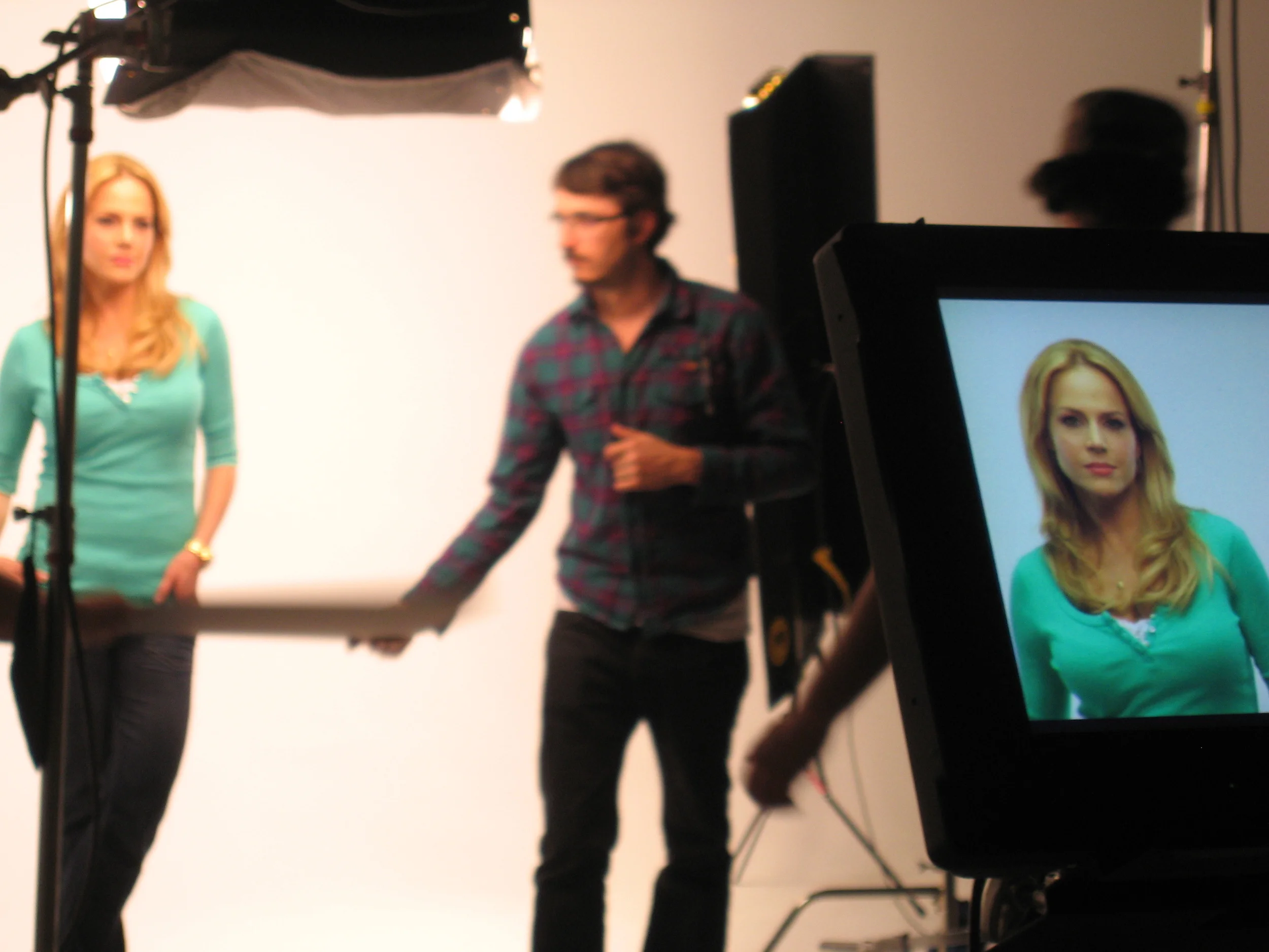  Julie Benz prepares in studio for her spot in the Human Rights Action Center's Aung San Suu Kyi campaign. 