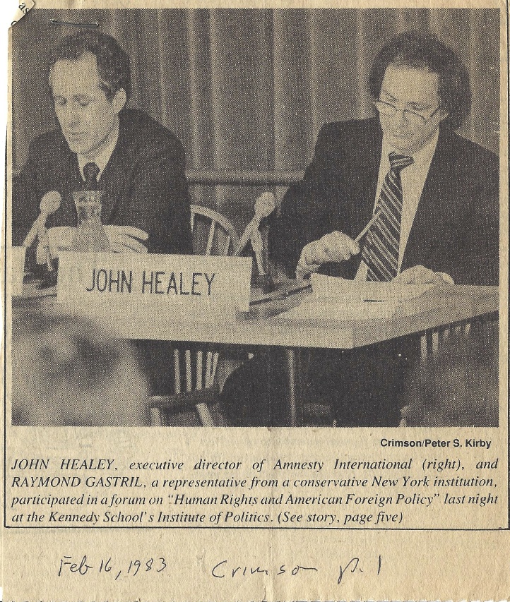 Jack Healey speaking at Harvard, 1983. "One of the most important days of my life."
