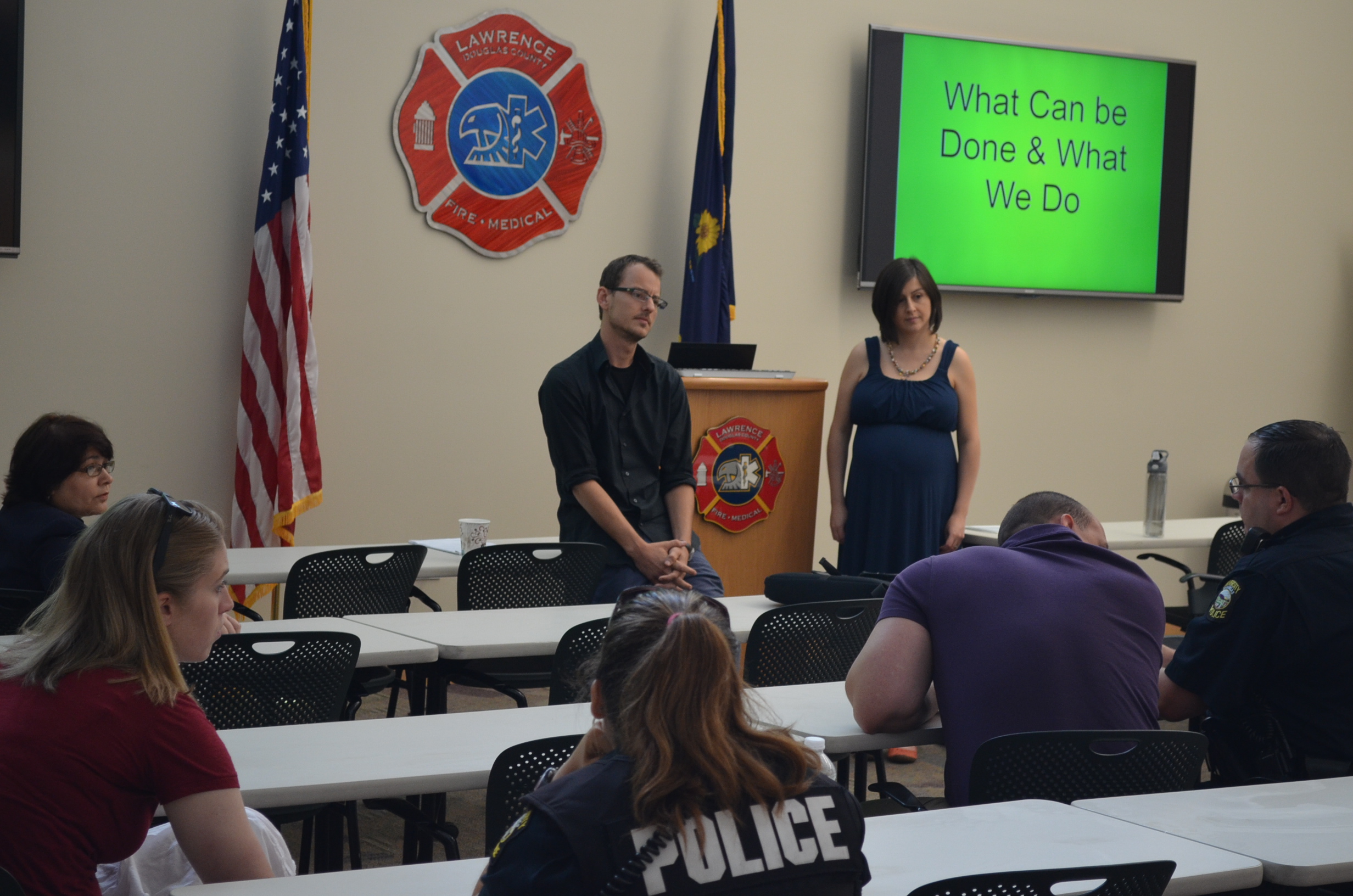 Joshua Spain & Laura Canelos providing multiculturalism training to the Lawrence Police Department