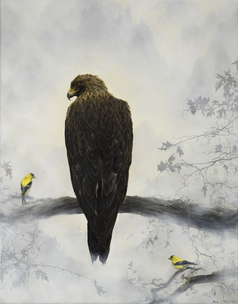 golden eagle with goldfinches