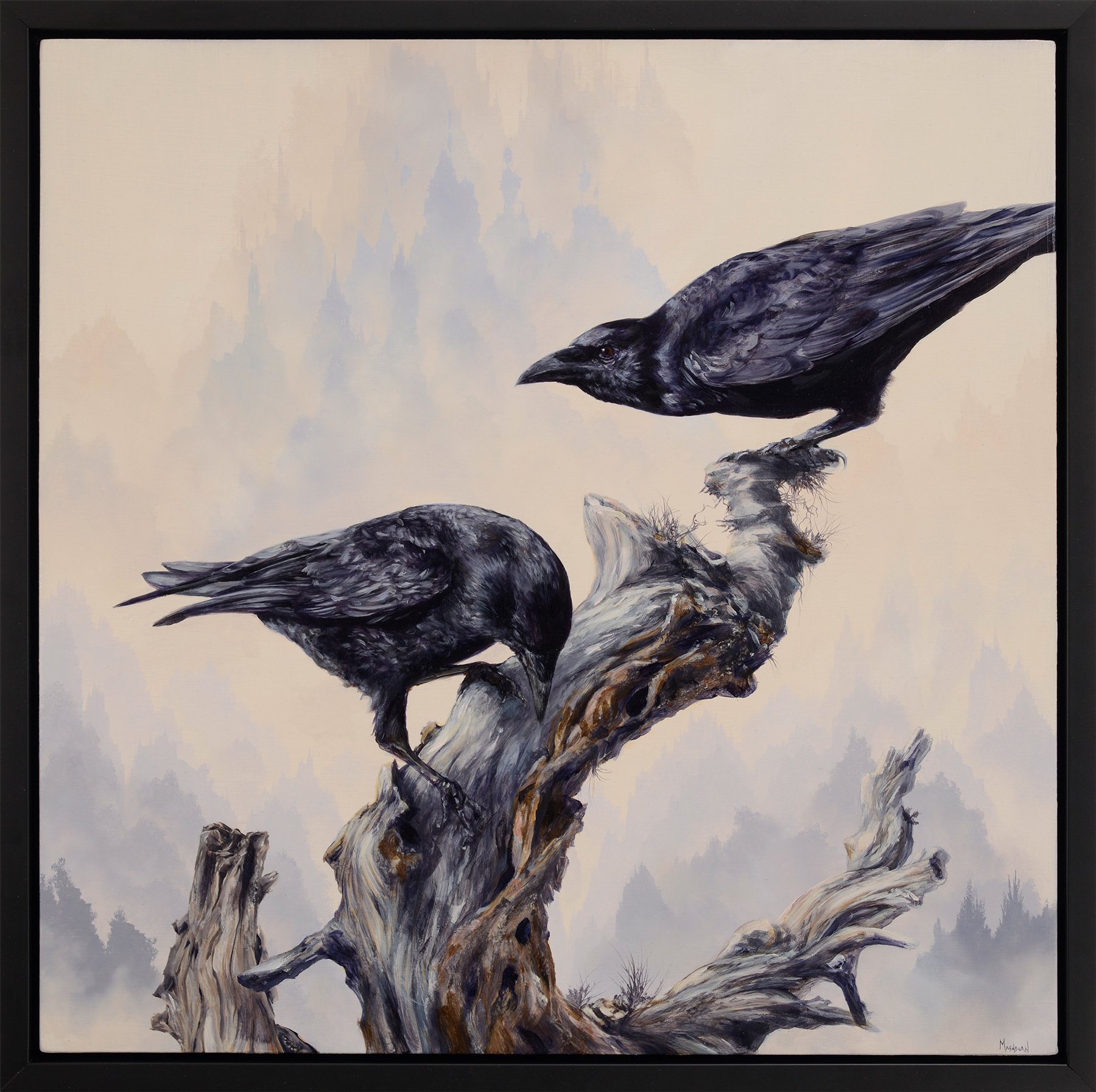 Driftwood with Crows