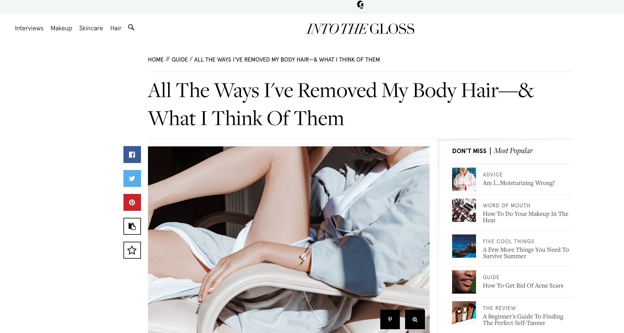 All The Ways I've Removed My Body Hair—& What I Think Of Them by intothe gloss Sugaring Pros: Sugaring is a technique that uses a concotion of lemon, water, and sugar to pull the hairs out by the root. I have yet to try this method, but after talking to a handful of Glossier employees, all of whom go to Hortus in lower Manhattan, I learned that this all-natural process is similar to waxing but "WAY better," "does not hurt as much," and is "great for sensitive skin." The solution is water soluble, doesn't contain resins like waxes do, and over time, can ultimately result in permanent removal. find the full article here
