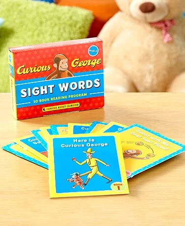 Curious George Sight Words-- a 10 book reading program. Oversaw the branding and new look needed to launch this reading kit and worked with copy artists to create on-brand classic art to illustrate reading concepts and help with word recognition. Curious George looks good!