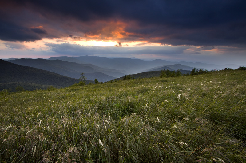 Stormy Sunset from Black Balsam Knob, Pisgah National Forest, North Carolina, United States.