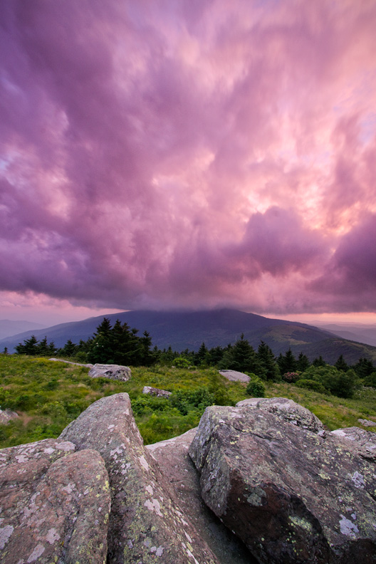 Magenta Stormy Sunset, Roan Highlands, North Carolina, United States.