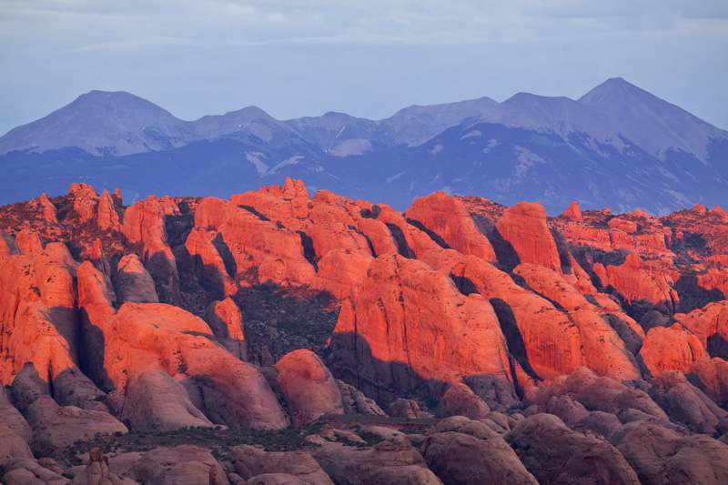 Behind the Rocks View, Sunset, Moab, Utah, United States.