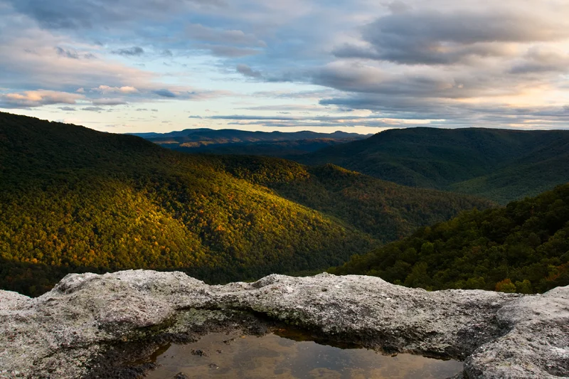 Table Rock Overlook Sunset, Monongahea National Forest, West Virginia, United States.