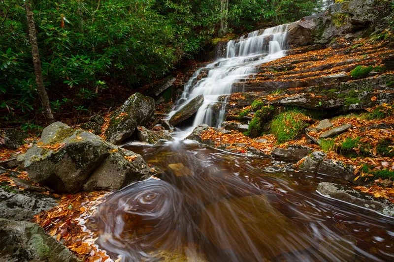 "Contentment in Solitude" - Secret waterfall in autumn, Monongahela National Forest, West Virginia.
