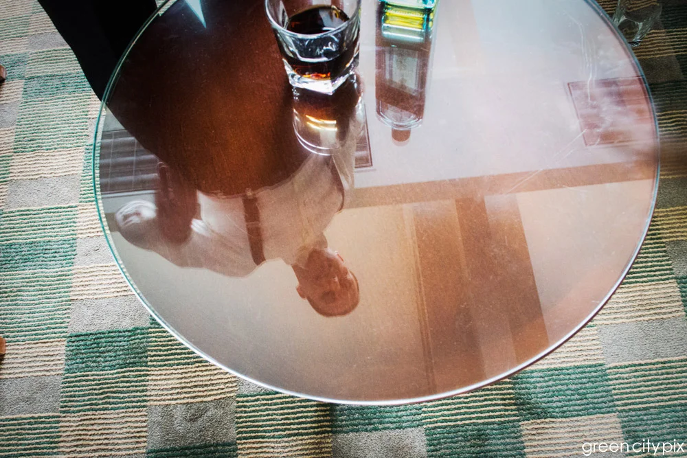 Groom's reflection,