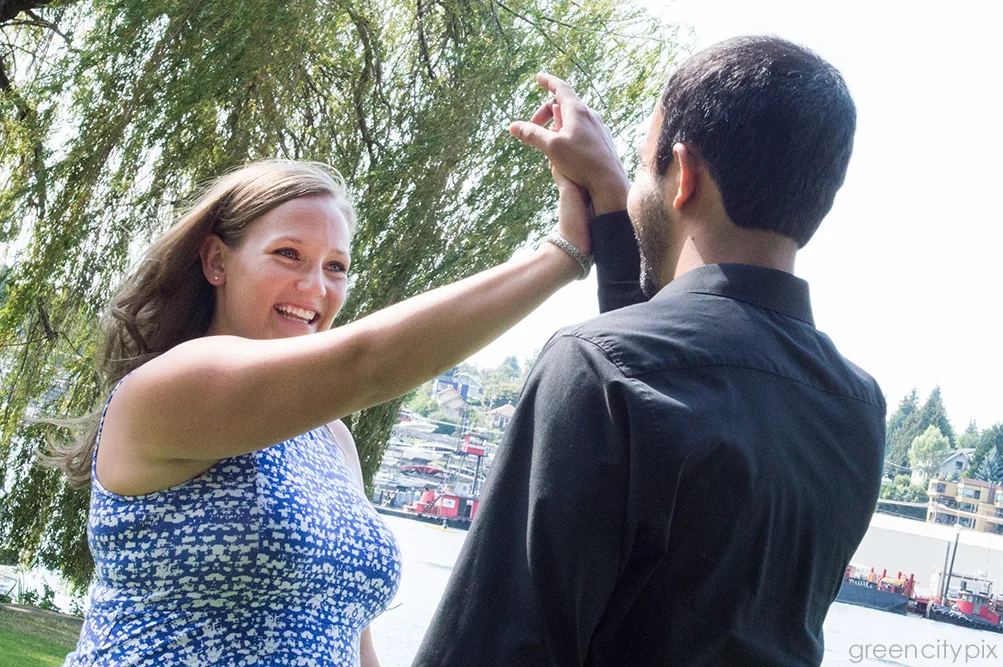 "We always high-five each other," Chelsea said. Photo taken at South Passage Point Park on Lake Union.