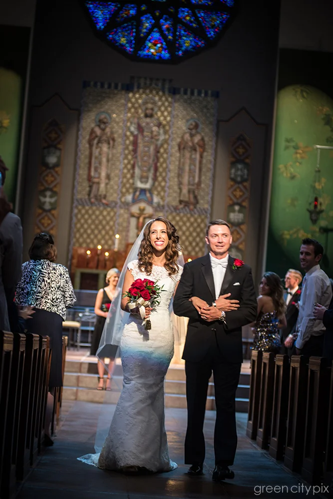 Mr and Mrs: A few minutes after they were pronounced man and wife. 