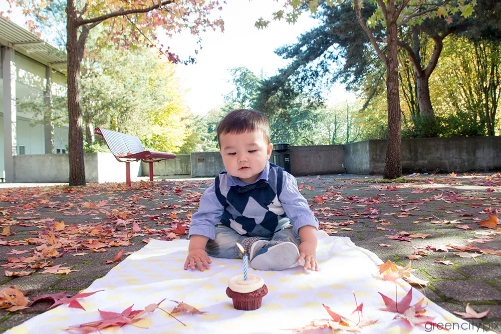 We got him to sit down for a moment with this cupcake.