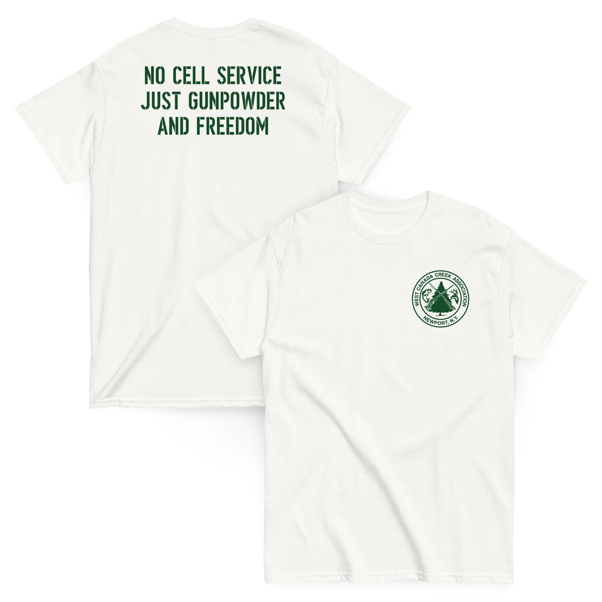 NO CELL SERVICE Classic WCCA logo tee