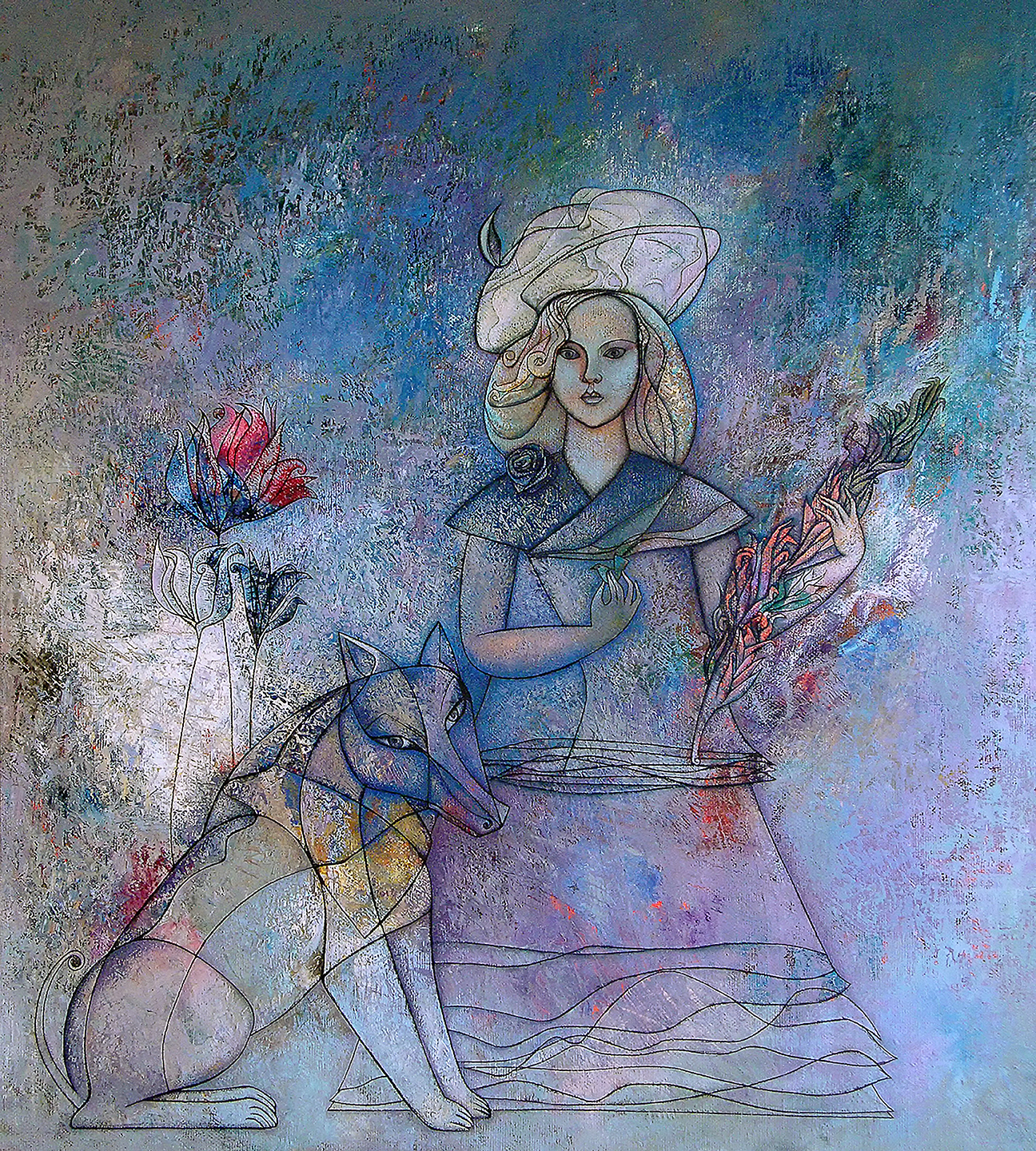 68. 2016, Girl and wolf, Oil on canvas, 90x80cm.jpg