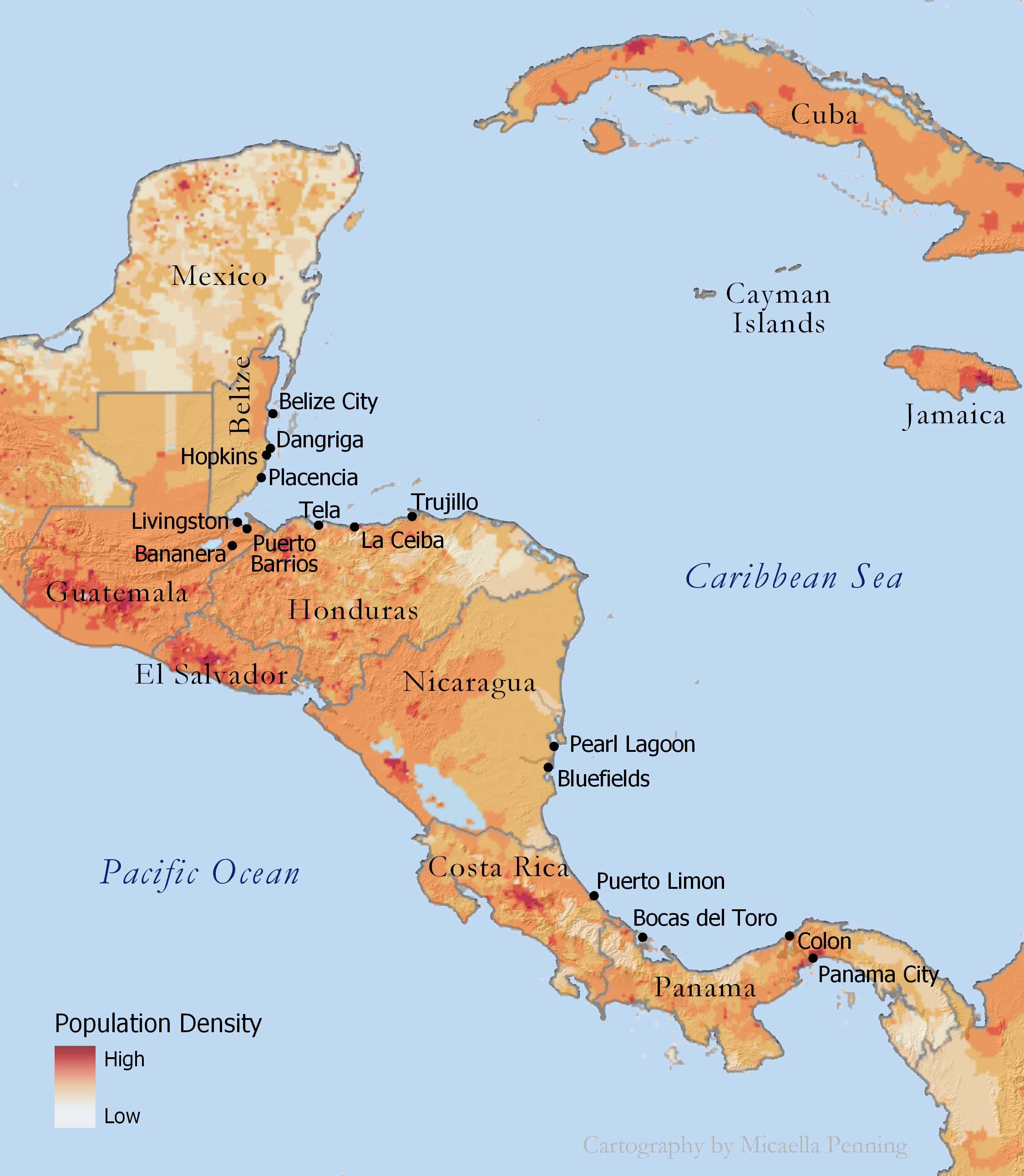   Central America Population Density  